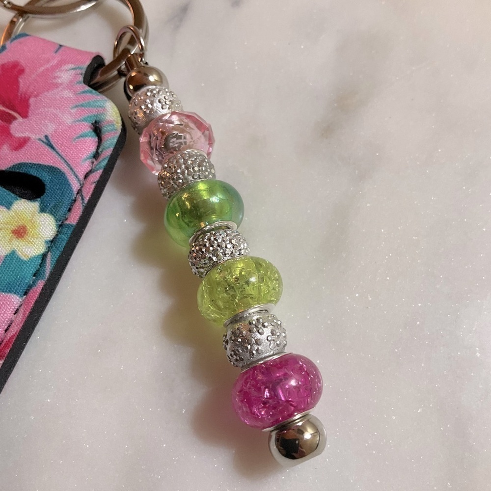 Pink Keychain & Floral Lipstick Pouch - Picture 3 of 5